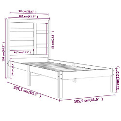 vidaXL Cadre de lit sans matelas - Marron miel 100x200 cm pas cher