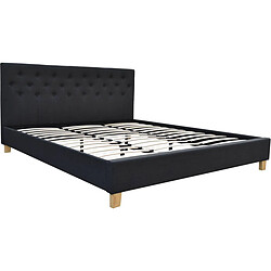 Habitat Et Jardin Lit Emmy - 180 x 200 cm - Gris foncé Lit double - Sommier à lattes et tête de lit - Structure résistante en polyester - 187x218x102 cm