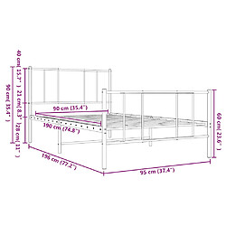 VIDAXL Cadre de lit en métal noir - 90x190 cm pas cher