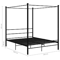 vidaXL Cadre de lit à baldaquin sans matelas noir 160x200 cm métal pas cher