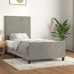 VIDAXL Cadre de lit sans matelas gris clair Lit adulte - Cadre de lit - 90 x 200 cm - Velours - Tête de lit réglable