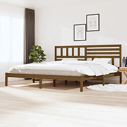 vidaXL Cadre de lit sans matelas Bois de pin massif - 200x200 cm Cadre de lit King Size - Bois de pin massif - Tête de lit décorative - Lattes en pin massif