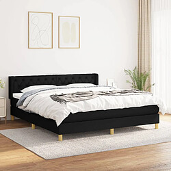 vidaXL Sommier et Matelas - Noir Lit à sommier - Matelas à ressorts ensachés - Tête de lit réglable - 160 x 200 cm