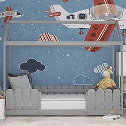 Avis KOMHTOM Lit cabane enfant 90x200 cm - Bois pin massif Gris