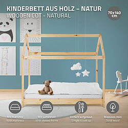 ML-Design Lit d'enfant + matelas 70x140 cm Bois naturel