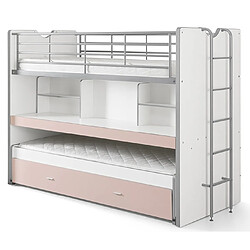 VIPACK BONNY Lits superposés 90x200 cm - Rose clair