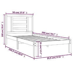 vidaXL Cadre de lit - 90x200 cm - Bois de pin pas cher