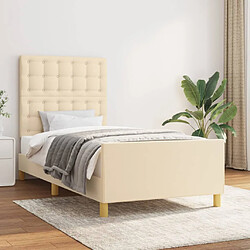 VIDAXL Cadre de lit - Crème Cadre de lit sans matelas - 90x200 cm - Tissu - Lattes de contreplaqué