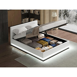 Habitat Et Jardin Lit LED avec coffre Anastasia - 140 x 190 cm - Blanc pas cher