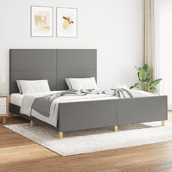 VIDAXL Cadre de lit gris foncé - 160x200 cm Cadre de lit - Tissu polyester - Hauteur ajustable - Contreplaqué