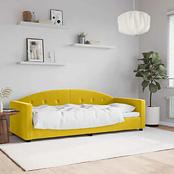 vidaXL Lit de Repos - Velours Jaune Lit de jour - Velours jaune 80x200 cm - Cadre métal et bois - Design moderne