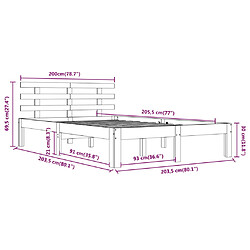 vidaXL Cadre de lit - 200x200 cm - Marron miel pas cher