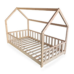 Le Quai Des Affaires Lit cabane Kiwi 90x200 + 1 sommier + barrière /Naturel