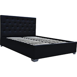 Habitat Et Jardin Lit double avec coffre Tino - 180 x 200 cm - Noir Lit avec coffre - PVC - Tête de lit matelassée - Bois de peuplier - Design sobre
