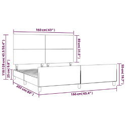 VIDAXL Cadre de lit gris foncé - 160x200 cm pas cher