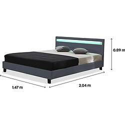 Avis Habitat Et Jardin Lit avec LED Maria - 140 x 190 cm - Gris