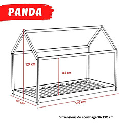 Le Quai Des Affaires Lit cabane PANDA 90x190 + 1 sommier + matelas IRIS / Naturel pas cher