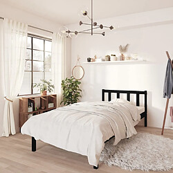 vidaXL Cadre de lit - Noir 75x190 cm Bois massif Cadre de lit en bois de pin - Design moderne - Matelas non inclus
