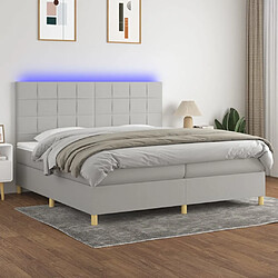 vidaXL Sommier à lattes LED 200x200 cm Lit avec bande LED et matelas à ressorts - Couleur gris clair - Tête de lit réglable