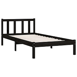 Avis vidaXL Cadre de lit - Noir 75x190 cm Bois massif