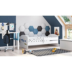 HT MEUBLES Lit enfant 70x140 cm avec balustrade et matelas