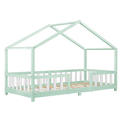 En.Casa en_casa Lit Enfant Forme Maison - 200x90 cm - Menthe Blanc