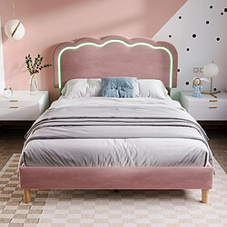 KOMHTOM Lit LED - Rose 140x200 cm pas cher