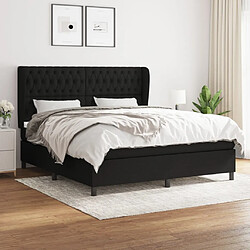 vidaXL Sommier à Lattes 180x200 cm - Noir Lit tapissier avec matelas - Tissu durable - Tête de lit ajustable