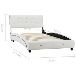 vidaXL Lit avec matelas à mémoire de forme Blanc Similicuir 90x200 cm pas cher