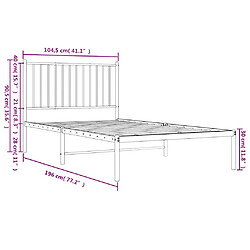 VIDAXL Cadre de lit métal 100x190 cm Noir pas cher