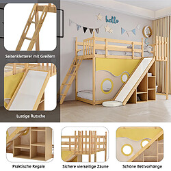 Acheter KOMHTOM Lit superposé avec toboggan et rideau - Pin 90x200 cm