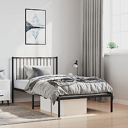 VIDAXL Cadre de lit métal 100x190 cm Noir Cadre de lit en acier - Lattes et pieds métalliques - Espace de rangement inférieur - Design élégant et intemporel