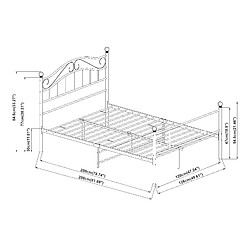 En.Casa en_casa Cadre de lit double 120x200 cm - Noir