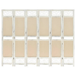 vidaXL Cloison 6 panneaux - Crème