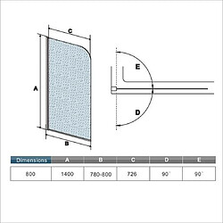 Pare baignoire 80x140 cm pivotante 180° - Générique