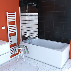 Aurlane Vela White - 130x75 cm Paroi de baignoire pivotante - Verre trempé 4mm - Laqué blanc