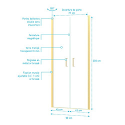 Acheter AURLANE Porte de douche pivotante 90 cm
