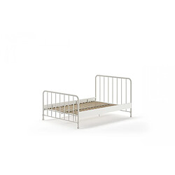 MES Lit blanc 140x200 cm - BERGEN Lit métal blanc - Design industriel - Matelas non inclus - Structure aérée - Finition mate - 146,5 x 208 x 110 cm