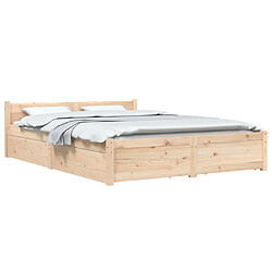 Avis vidaXL Cadre de lit avec tiroirs 140x190 cm - Bois