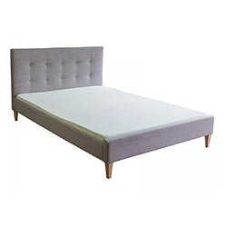 HOMESTYLE4U Lit double rembourré - Gris 140x200 cm