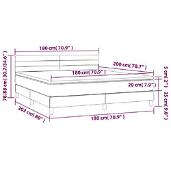 vidaXL Sommier Tapissier Gris Clair 180x200 cm pas cher