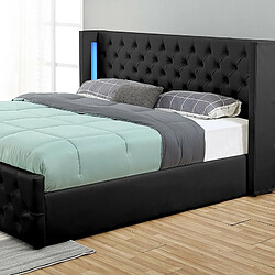 Meubler Design Lit Coffre Osmos LED Noir 140x190 pas cher