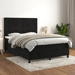 vidaXL Sommier à lattes - 140x200 cm Lit adulte - Velours noir - Tête réglable - Matelas inclus