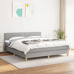 vidaXL Sommier Tapissier Gris Clair 180x200 cm Lit double - Tissu résistant et durable - Matelas à ressorts ensachés