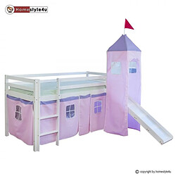 Homestyle4u Lit mi-haut 90x200 cm - Blanc