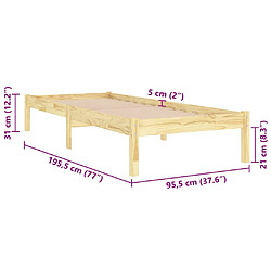 VidaXL Cadre de lit simple bois massif - 90x190 cm pas cher
