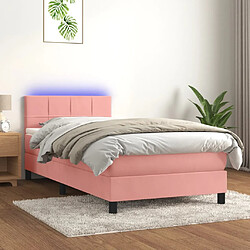 VIDAXL Sommier à lattes et matelas LED 90x200 cm - Rose