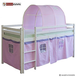 HOMESTYLE4U Lit Simple avec Tunnel Rose 90x200 cm