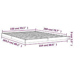 vidaXL Cadre de lit sans matelas - Bois pin 150x200 cm pas cher