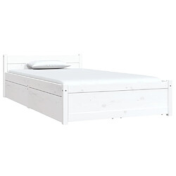 Avis vidaXL Cadre de lit avec tiroirs 90x190 cm - Blanc